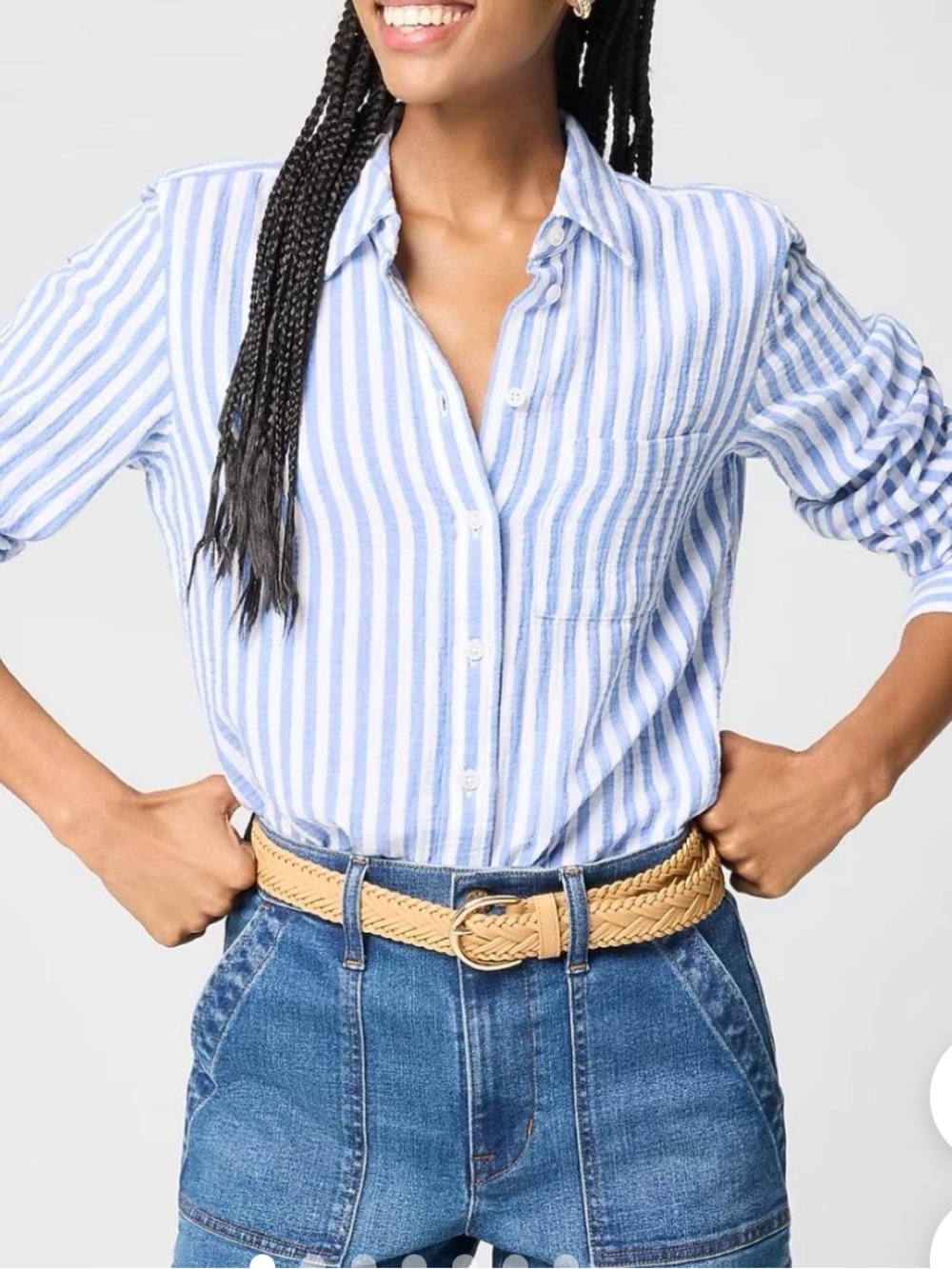 J. Crew Striped Blue White Button Up Shirt Women’s Small